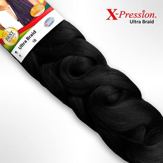 Natural black 1B- X-Pression Ultra Braid – Συνθετική Τρίχα για κοτσιδάκια