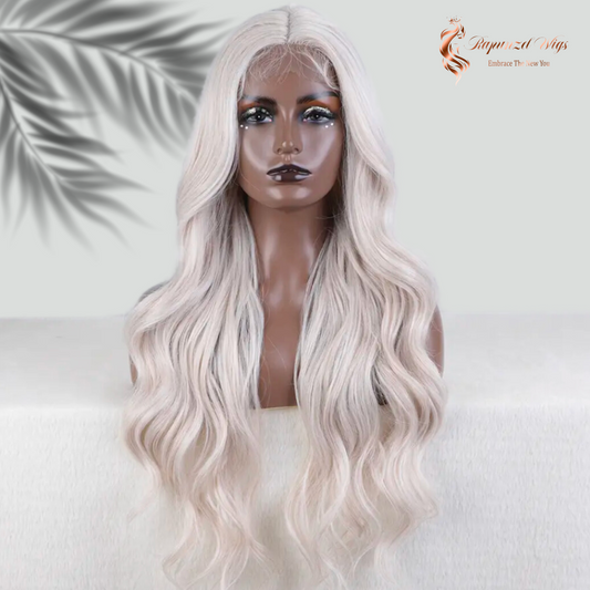 Περούκα ίσια 75εκ σιλβερ με χαλαρές μπούκλες. #00172