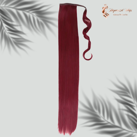 Αλογοουρά κόκκινο-μπορντό ίσια με μάκρος 80 εκατοστά.