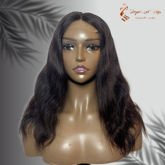 Φυσικό μαύρο Μεσαίου μήκους περούκα.