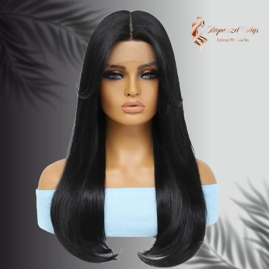 Μαύρη ίσια περούκα 65εκ